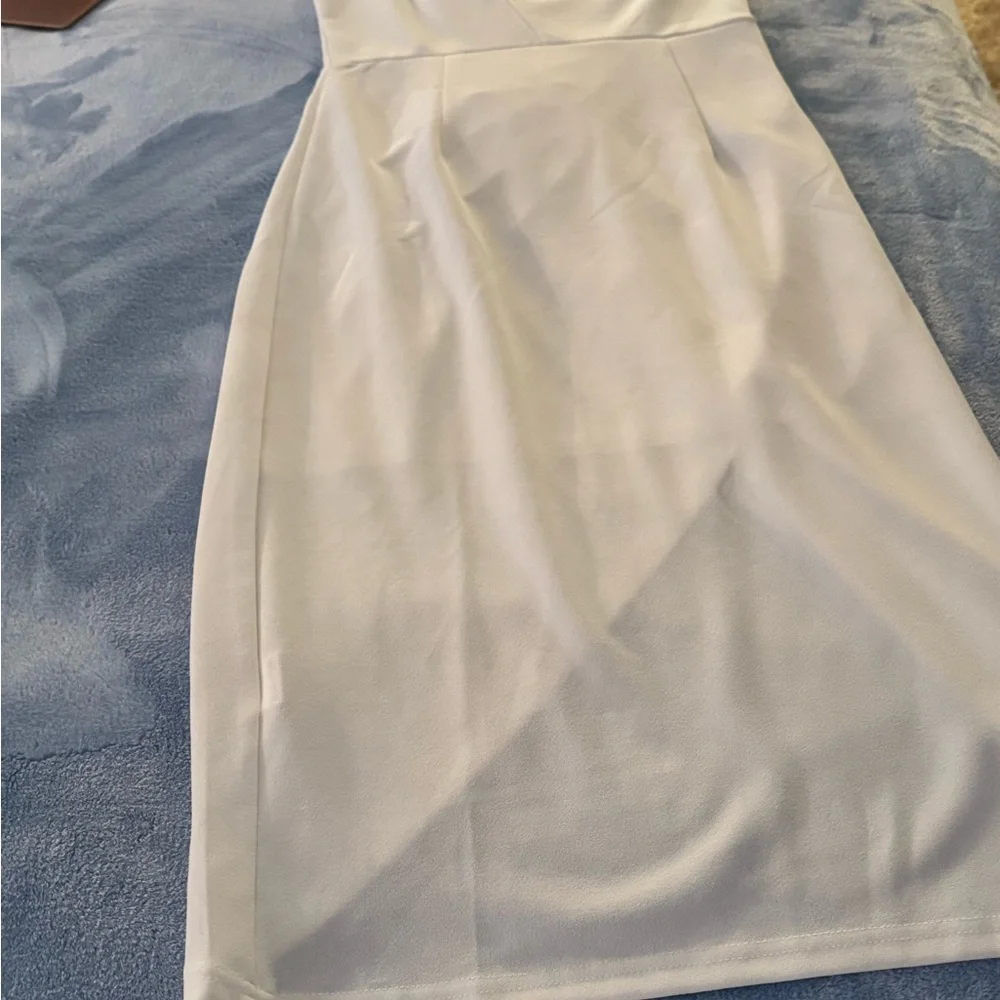 PrettyGarden Cream Asymmetrical Wrap Pencil Skirt Women’s Small NWT Midi - Picture 6 of 12
